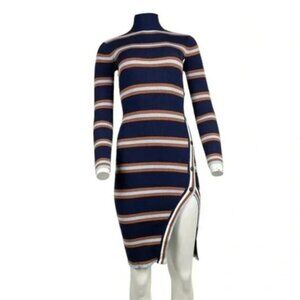Turtleneck Midi Sweater Dress Blue
